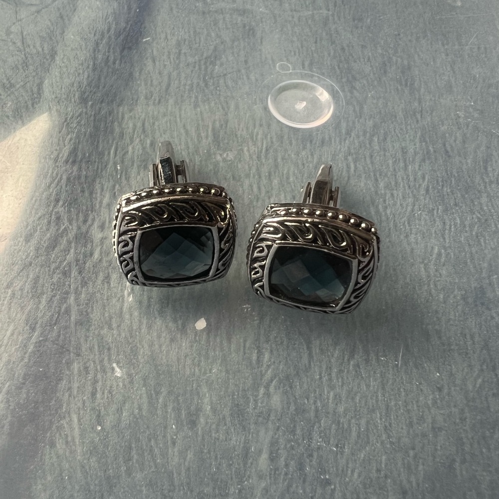 Elegant Silver and Black Cufflinks